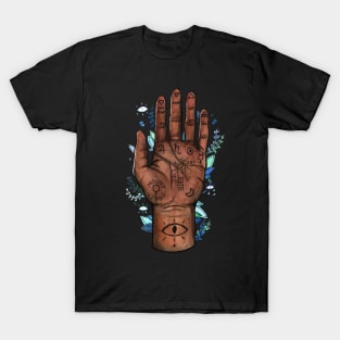 witchy palm reading hand print T-Shirt